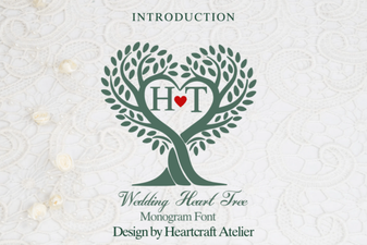 Wedding Heart Tree Font - Decorative Heart Tree Wedding Typeface Download